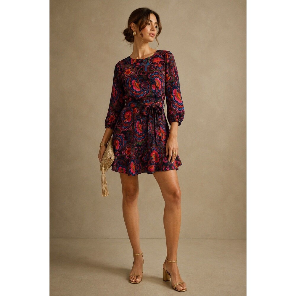 SUGARLIPS Floral Fit & Flare Boho Dress Size S Brunch Festival Garden Party NWT